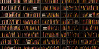 Impressive Black Bookshelf With A Ladder Wallpaper