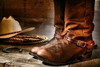 Cowboy Boots And Hat Up