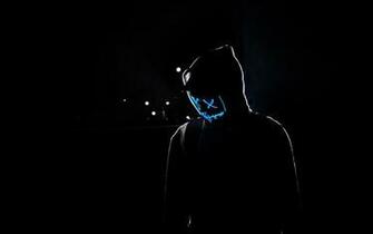 Wallpaper Man Hood Mask Neon Glow 4k Ultra