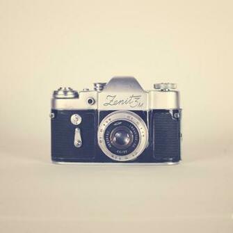 Retro Vintage Black Film Camera On Beige Background Art Print By Ac