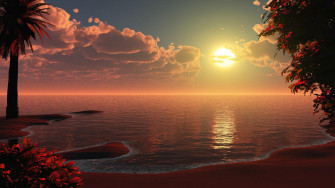 Beautiful Beach Sunset Artwork Laptop Full HD 1080p 4k Wallpaper