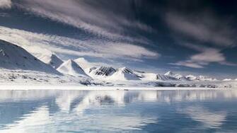 Wallpaper 4k Mountains Snow Lake Iceberg Svalbard
