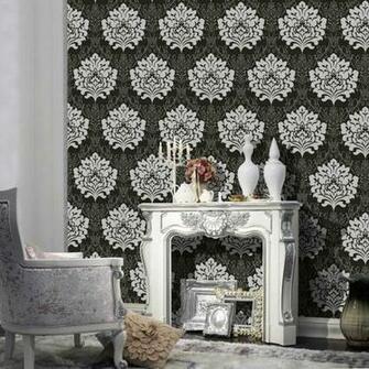 Shop By Style Damask Marrakesh Grey Black Wallpaper