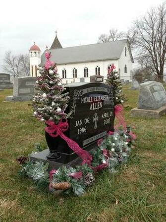 Another Shot Of The Headstone With Church In Background