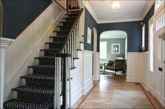 Foyer With Navy Thibaut Grasscloth