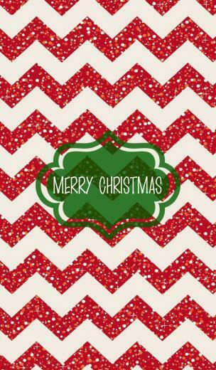 Red Chevron Merry Christmas iPhone Wallpaper