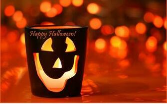 Happy Halloween Candle HD Orange Wallpaper