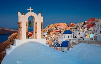 Wallpaper Building Home Santorini Greece Church Bell