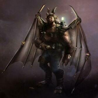 Steampunk Horned Winged Devil iPad iPhone HD Wallpaper