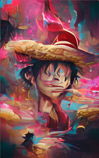 Abstract Luffy Manga Anime One Piece Pixel Art