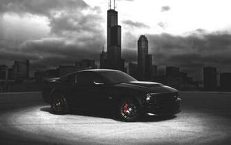 Ford Mustang Wallpaper Black Car Dark Night City HD