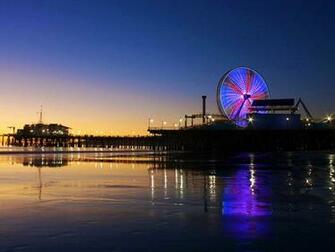 Santa Monica Beach Sunset Pier Amusement Park Wallpaper Id