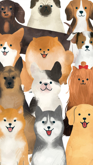 Friendly Dog Watercolor Painting Collection Mobile Screen