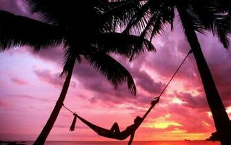 Sunset Beach Hammock Chillout Desktop Pc And Mac Wallpaper