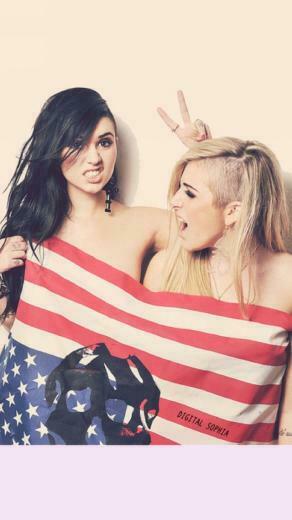 Cute Girls With American Flag Wallpaper iPhone