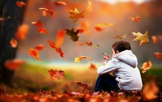 Cute Baby Seating In Autumn Park Nice Image New HD
