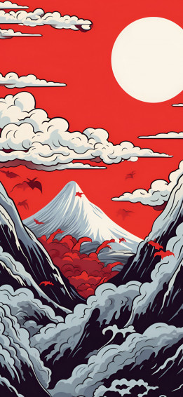 Mountains Clouds Japanese Aesthetic Wallpaper For iPhone 4k