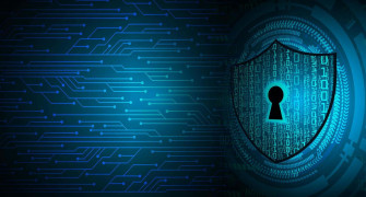 A Digital Security Shield On Blue Background Wallpaper