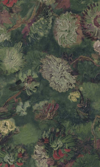 Hunter Green Oil Painted Flowers Wallpaper Walls Republic Us