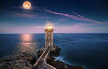 Wallpaper Sea Rays Light Landscape Night Stones Rocks The