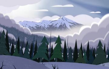 Wallpaper Winter Mountains Fog Snow Landscape Art Tree