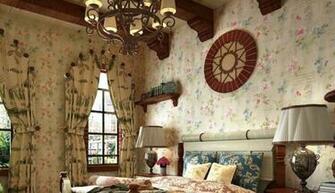 Retro Country Style Wallpaper And Pastoral Curtain At New Bedroom