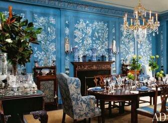 Hydrangea Hill Cottage Chinoiserie Wallpaper