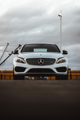 White Mercedes Benz Car On Road Photo Sports Image