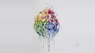 Wallpaper Lion Figure Marc Allante Art Watercolor