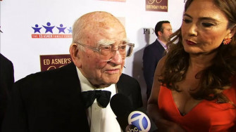 Legendary Actor Edward Asner Engaging In A Friendly Conversation With Wallpaper