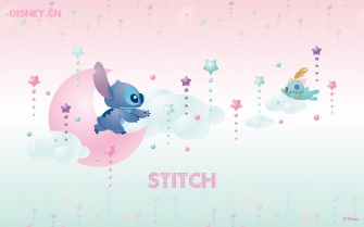 Lilo Stitch Running To Each Other Light Pink Background They Wallpaper
