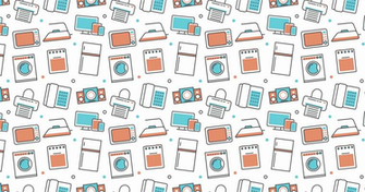 Modern Seamless Texture Background Of Flat Home Appliances Icons