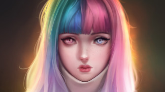 Anime Girl Colorful Hairs 4k Wallpaper HD