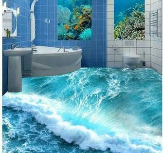 Floor Wallpaper 3d Stereoscopic Sea Mural Pvc