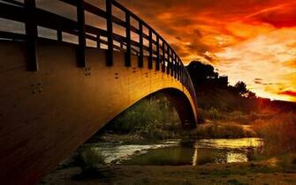 Nice Super Bridge On River And Sunset Wallpaper HD