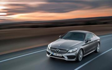 Mercedes Benz C Class Coupe Red Grey Wallpaper HD Car