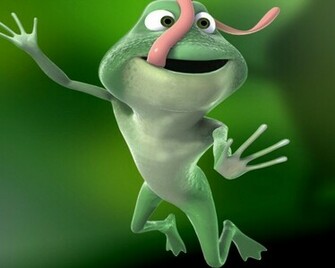 3d Funny Frog Jumping Wallpaper In Cartoon Anime