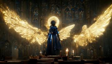 Ai Midjourney Angel Church Artwork Original Characters Blue
