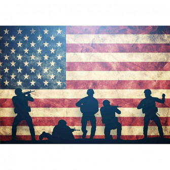 Wall26 Soldiers In Assault On Grunge Usa Flag American Army
