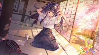 Anime School Girl Getting Ready For 4k 1440p Wallpaper