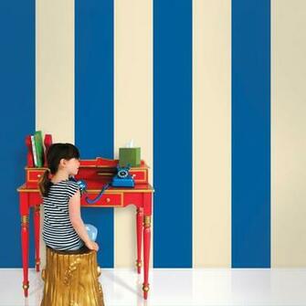 Stripes Blue Cream Removable Wallpaper Wallcandy Arts