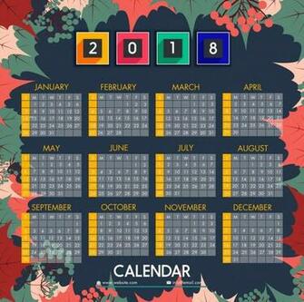 Calendar Background Colorful Leaves Fruit Decoration