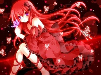 Red Vocaloid Dress Megurine Luka Purple Eyes Anime Girls