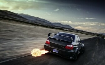 Subaru Impreza Wrx Sti Tuning Fire Flames Exhaust Explosion Roads