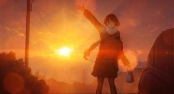 The Girl Says Goodbye And Waves Her Hand After Him Anime Live