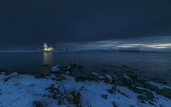 Winter Night At The Seaside Wallpaper