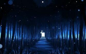 Anime Landscape Dark Forest Stars Moon