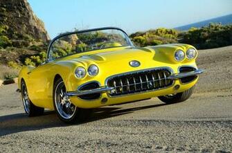 Corvette C1 Convertible Yellow Classic Modified Wallpaper Background