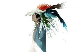 Anime Boy Cool Feather Sadness Art Watercolor Wallpaper