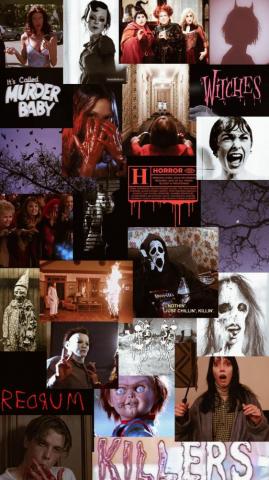 Spooky Szn Wallpaper iPhone Neon Retro Horror Movie